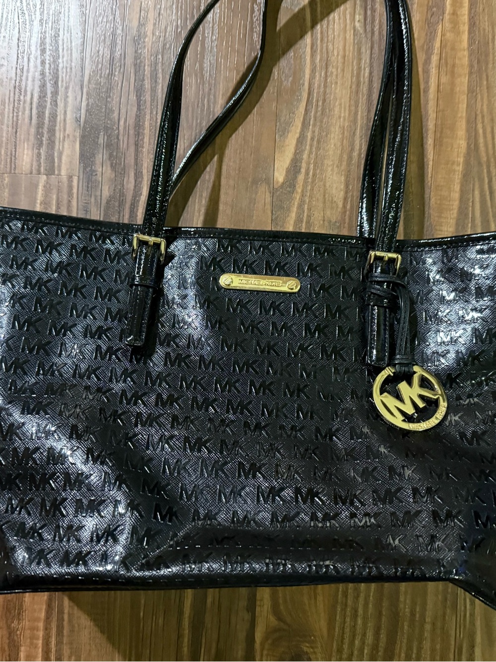 Michael Kors Black Patent MK Logo Tote. Only used a couple times.